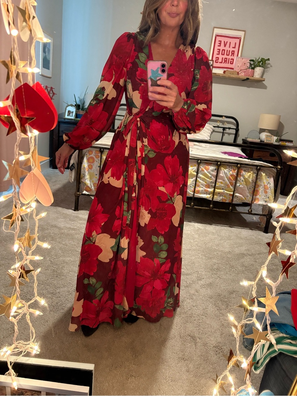 Baltic Born Red Floral Wrap Maxi Dress